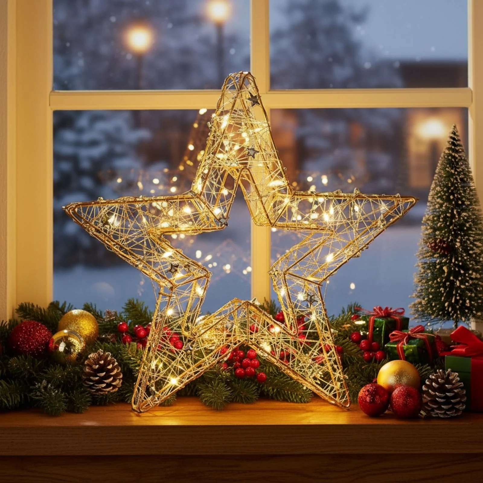 LED-Dekostern offen Drahtstern 3D Leuchtstern Weihnachtsstern - Image 2