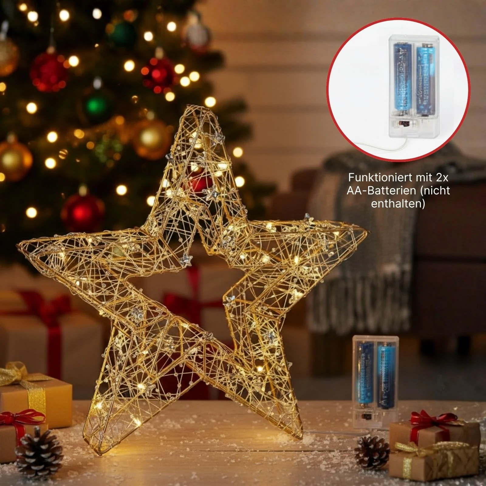 LED-Dekostern offen Drahtstern 3D Leuchtstern Weihnachtsstern - Image 4