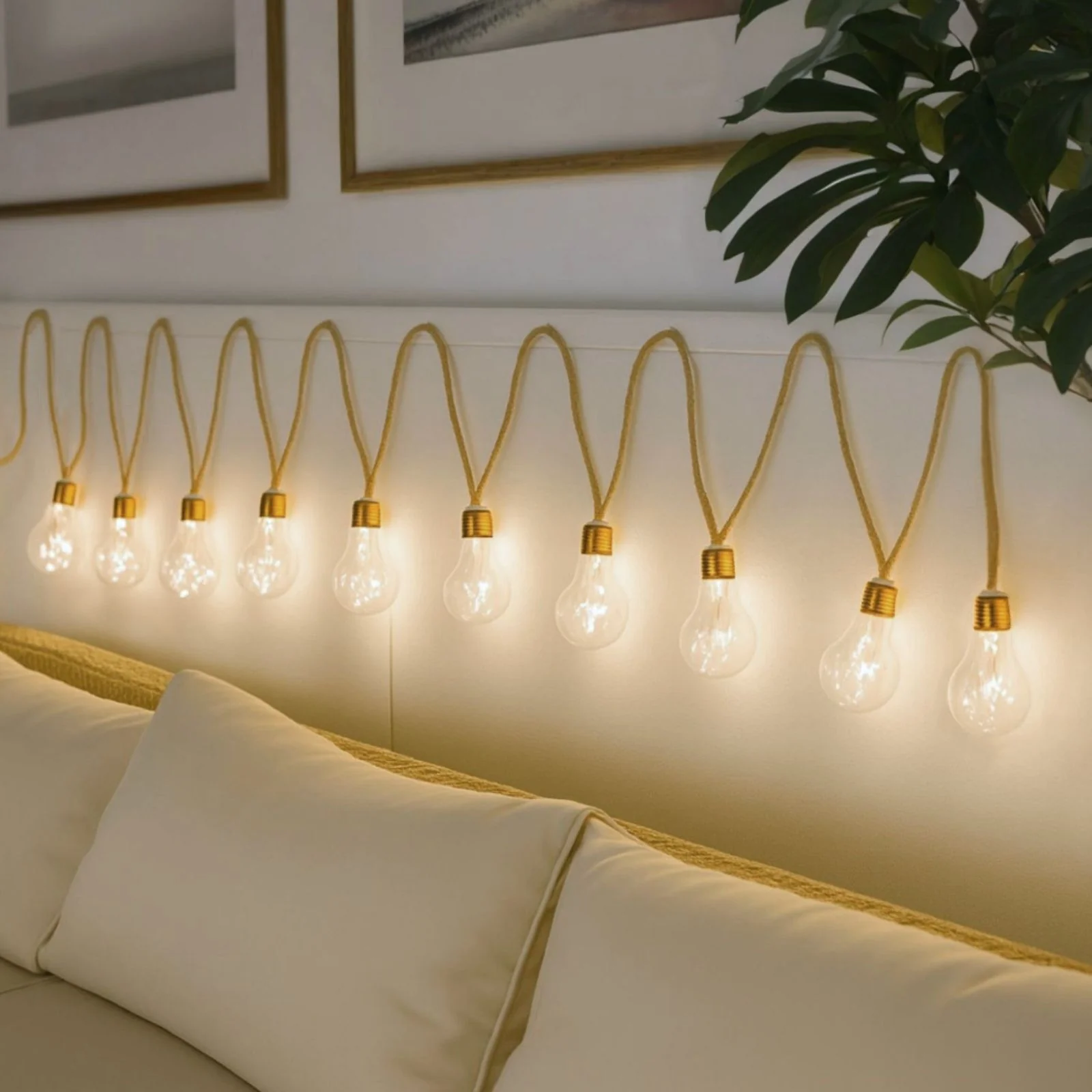 LED-Hanfseil-Lichterkette Solar-Leuchtkette Gartenbeleuchtung Lampe - Image 2