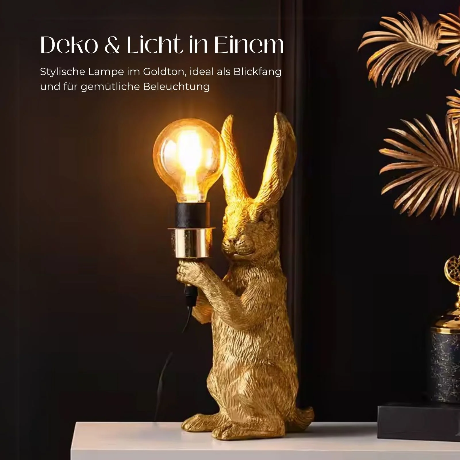 Hasenlampe Nachttischlampe Tiermotiv-Beleuchtung Hasen-Dekoleuchte - Image 3