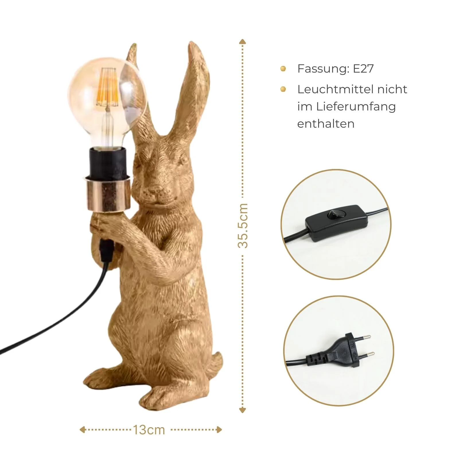 Hasenlampe Nachttischlampe Tiermotiv-Beleuchtung Hasen-Dekoleuchte - Image 5