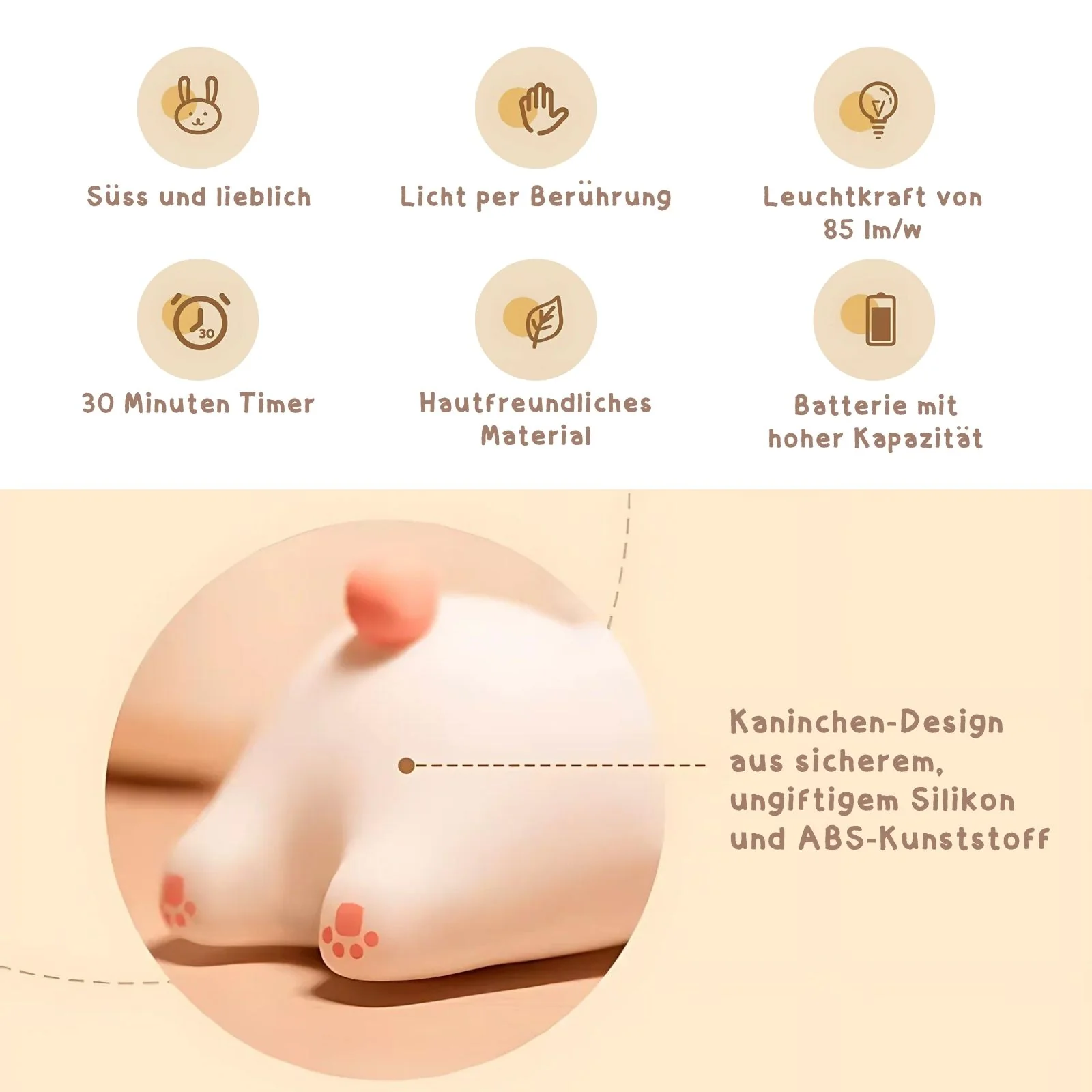 LED-Kaninchen-Nachtlicht Kinder-Nachttischlampe Tischleuchte Lampe Beleuchtung - Image 6