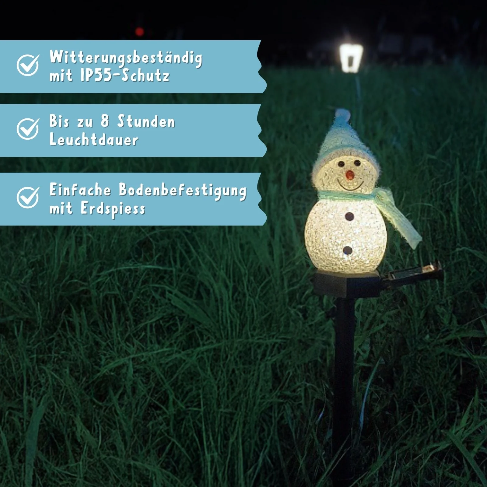 LED Solarlampe Schneemann Solarleuchte Gartenbeleuchtung Dekoleuchte - Image 3
