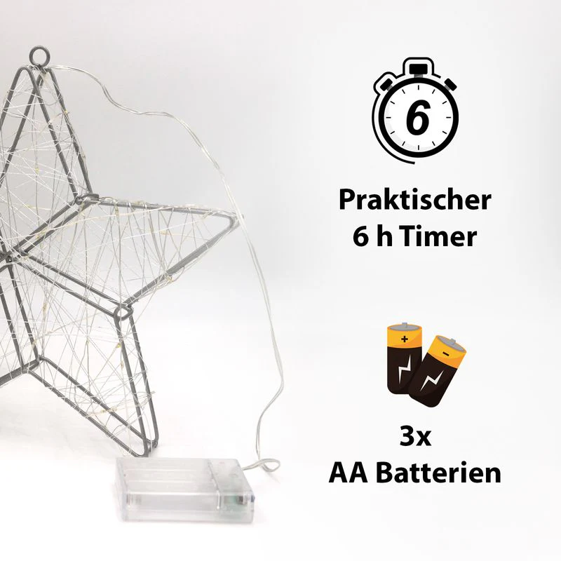 LED-Stern LED-Weihnachtsstern Leuchtstern Metallstern Drahtstern - Image 3
