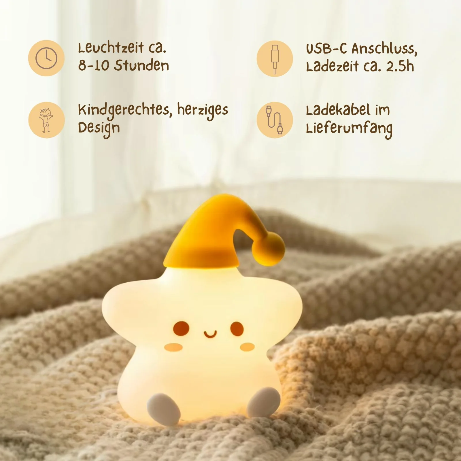 LED-Stern-Nachtlicht Kinder-Nachttischlampe Tischleuchte Schlaflicht - Image 3