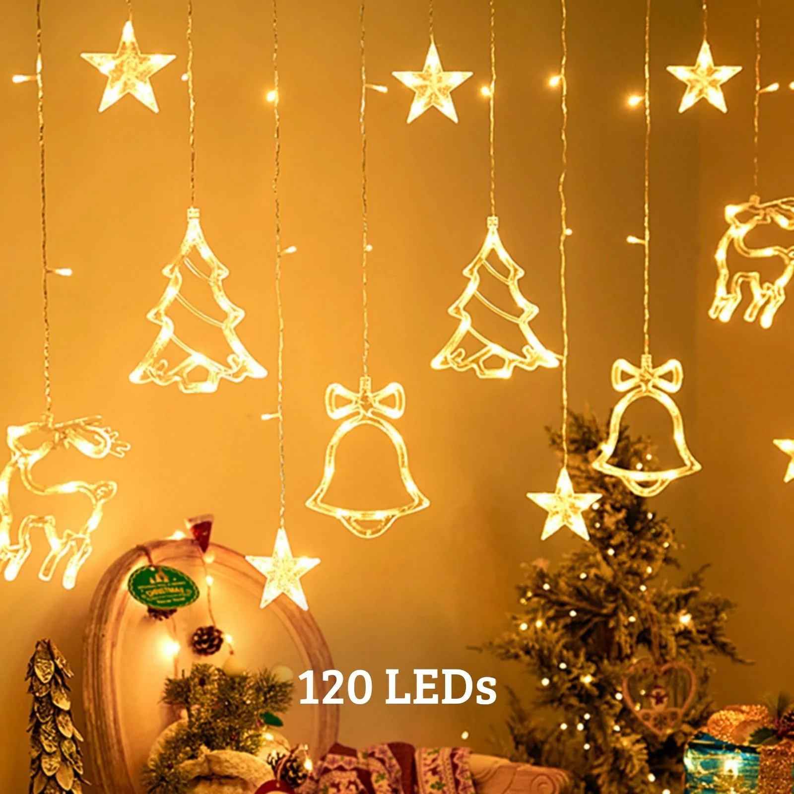 LED Weihnachtslichtervorhang 3.4m Weihnachtsvorhanglichter Leuchtkette - Image 3