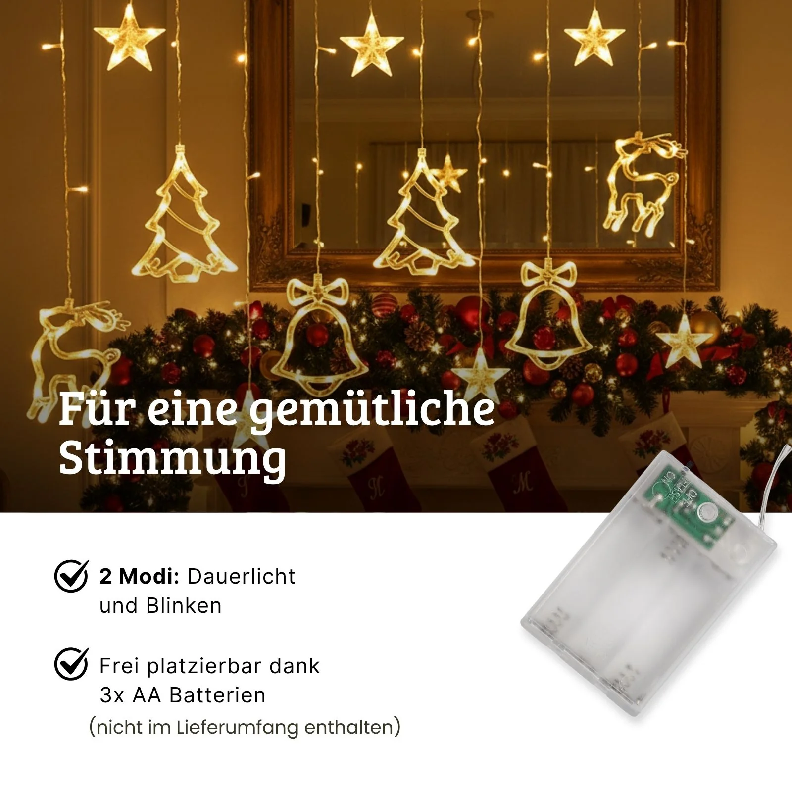 LED Weihnachtslichtervorhang 3.4m Weihnachtsvorhanglichter Leuchtkette - Image 4