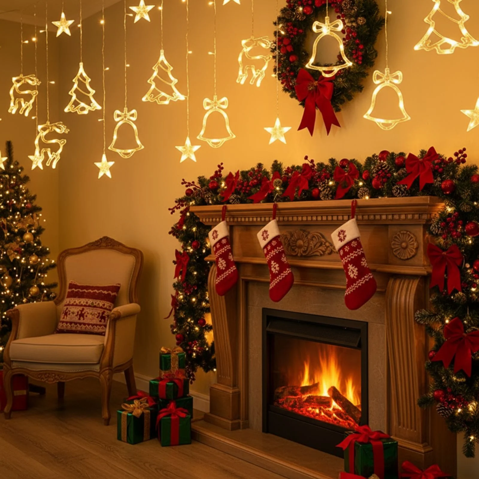 LED Weihnachtslichtervorhang 3.4m Weihnachtsvorhanglichter Leuchtkette - Image 6