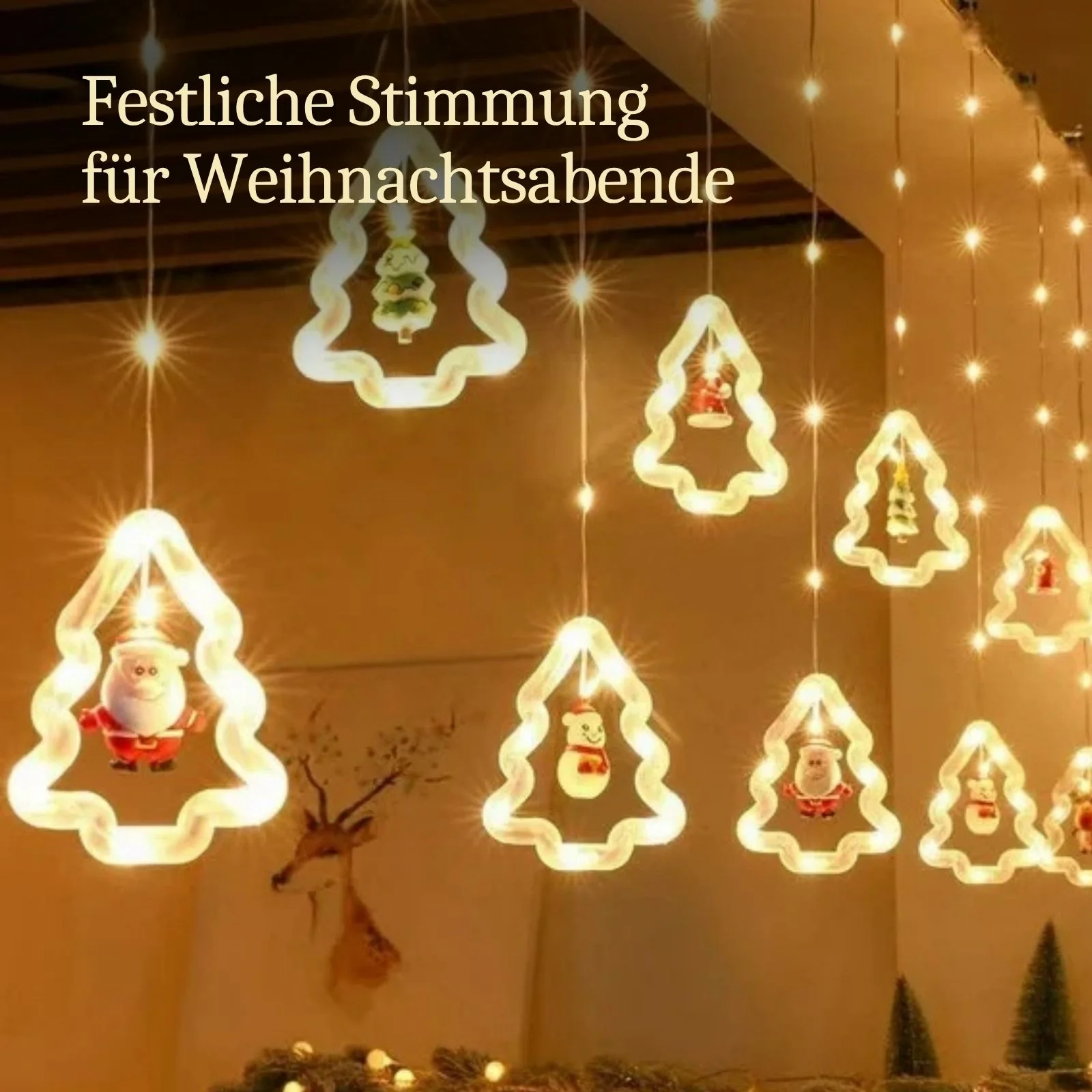 LED Weihnachtslichterkette 3m Leuchtkette mit Tannenbäumen Lichtvorhang - Image 2