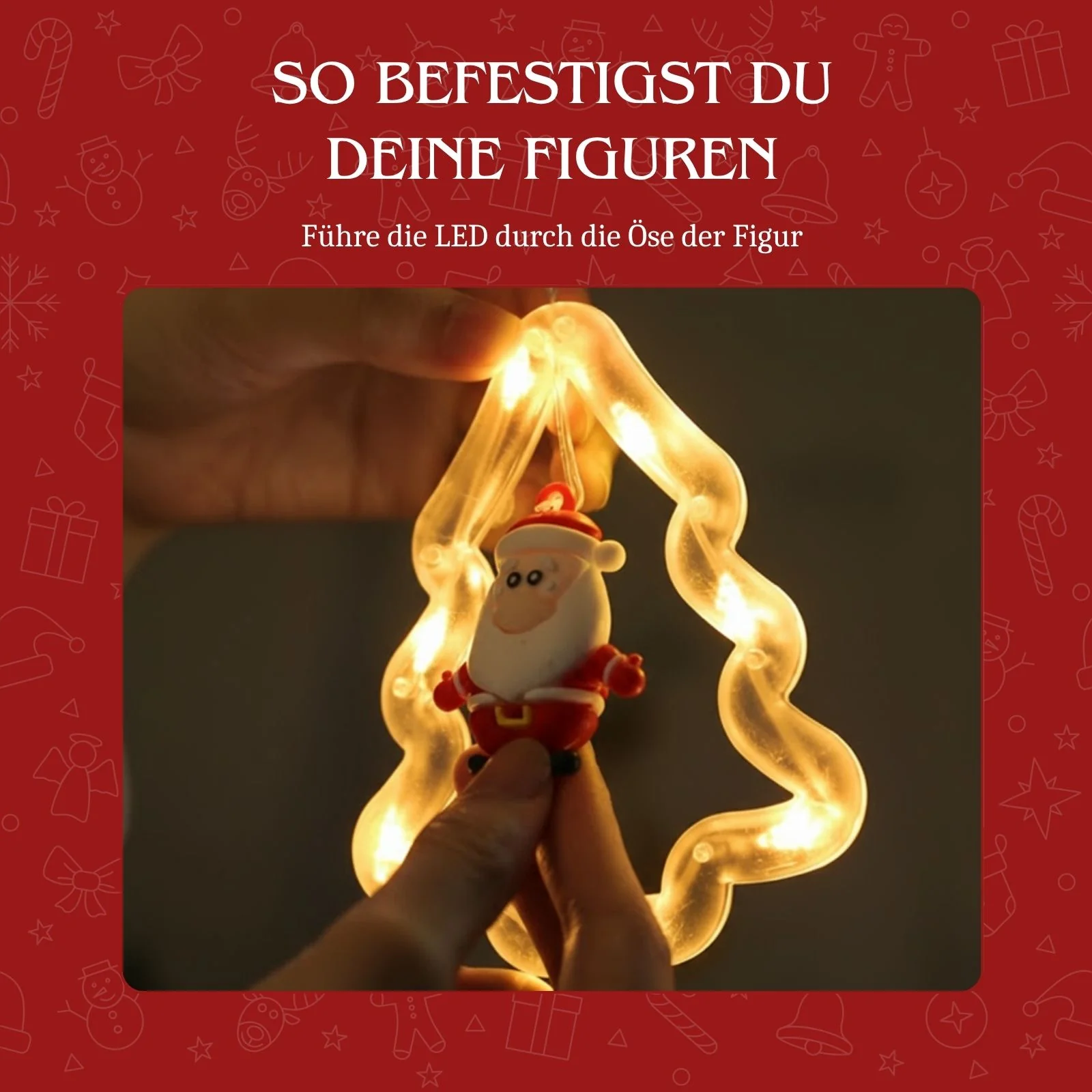LED Weihnachtslichterkette 3m Leuchtkette mit Tannenbäumen Lichtvorhang - Image 4