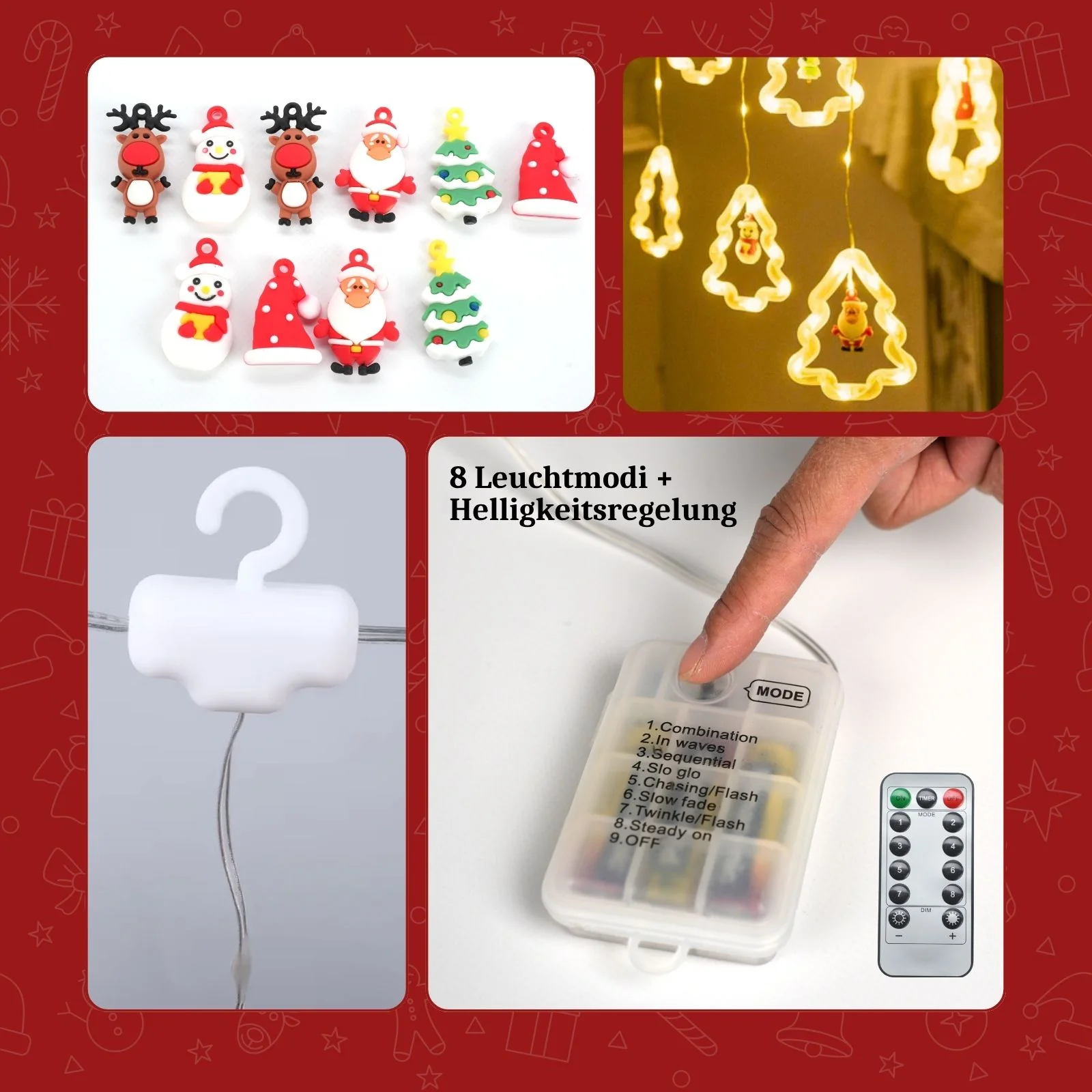 LED Weihnachtslichterkette 3m Leuchtkette mit Tannenbäumen Lichtvorhang - Image 5