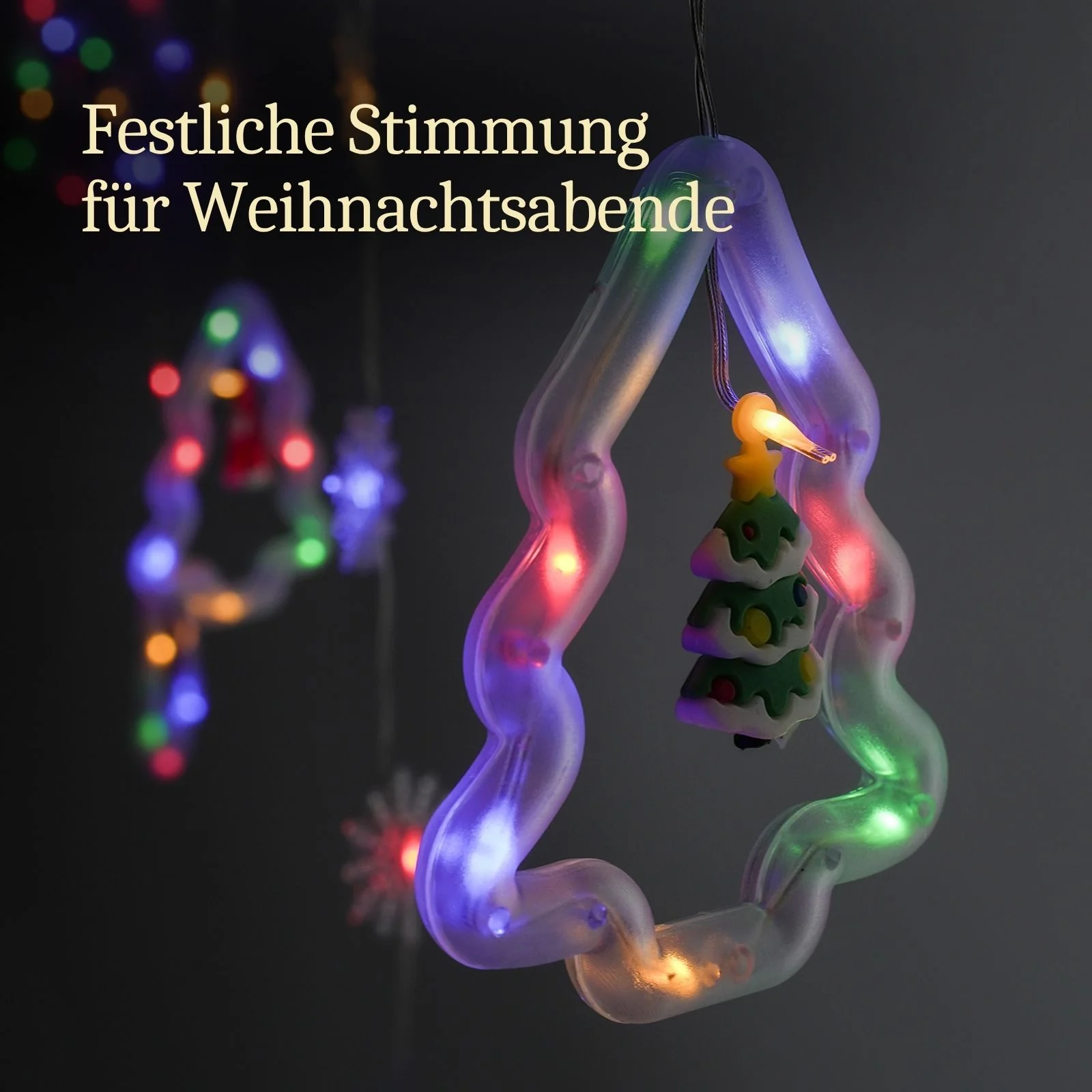 LED Weihnachtslichterkette 3m Lichtvorhang mit Tannenbäumen Leuchtkette - Image 2