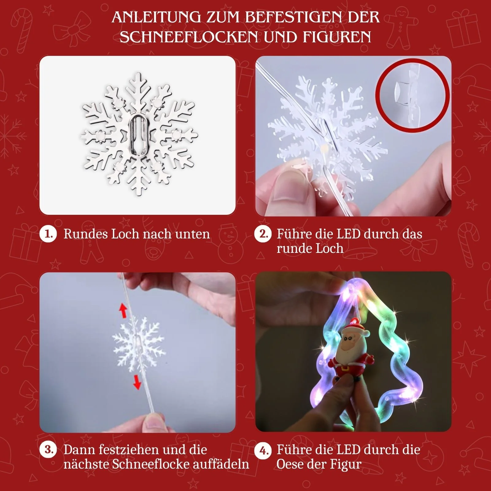LED Weihnachtslichterkette 3m Lichtvorhang mit Tannenbäumen Leuchtkette - Image 4