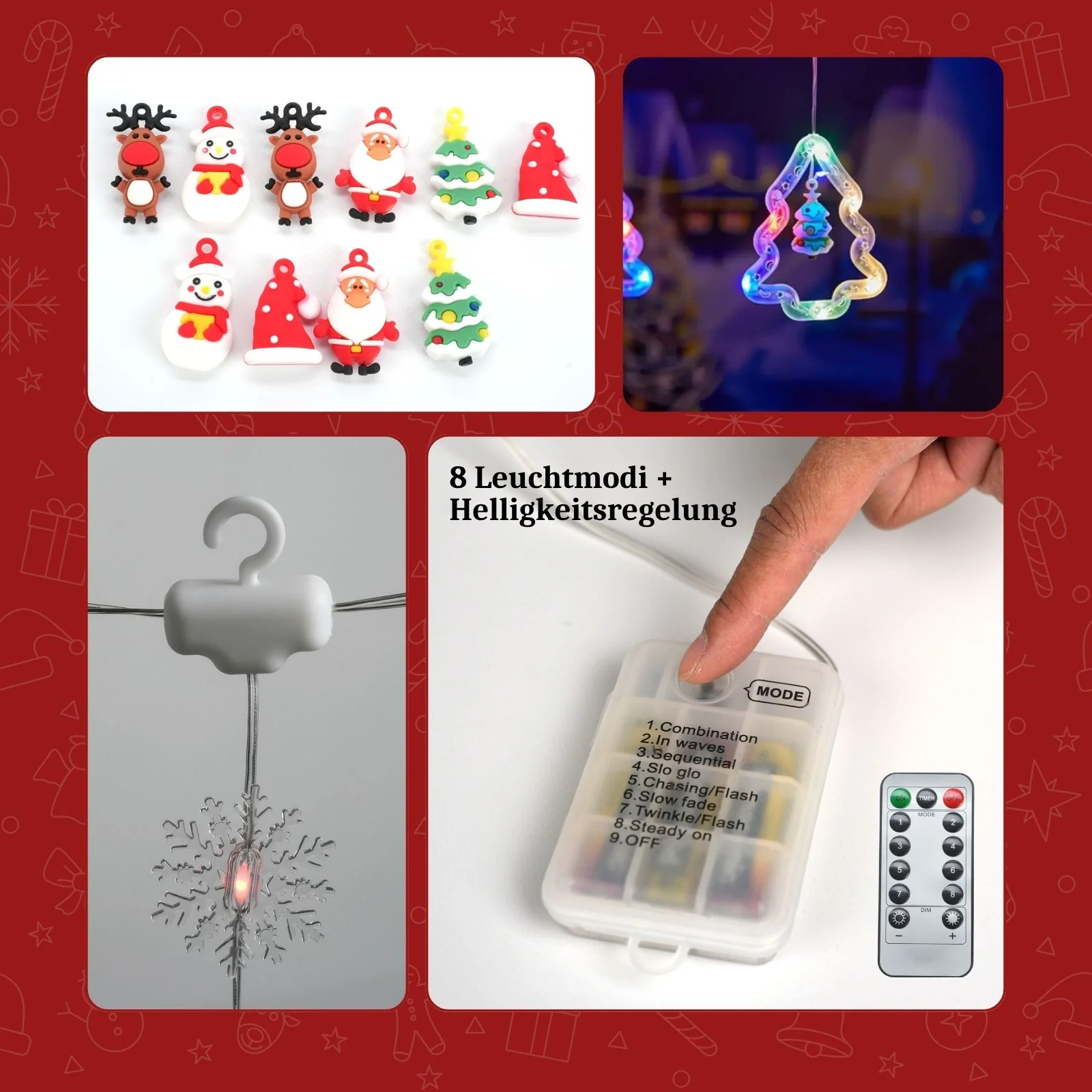 LED Weihnachtslichterkette 3m Lichtvorhang mit Tannenbäumen Leuchtkette - Image 5