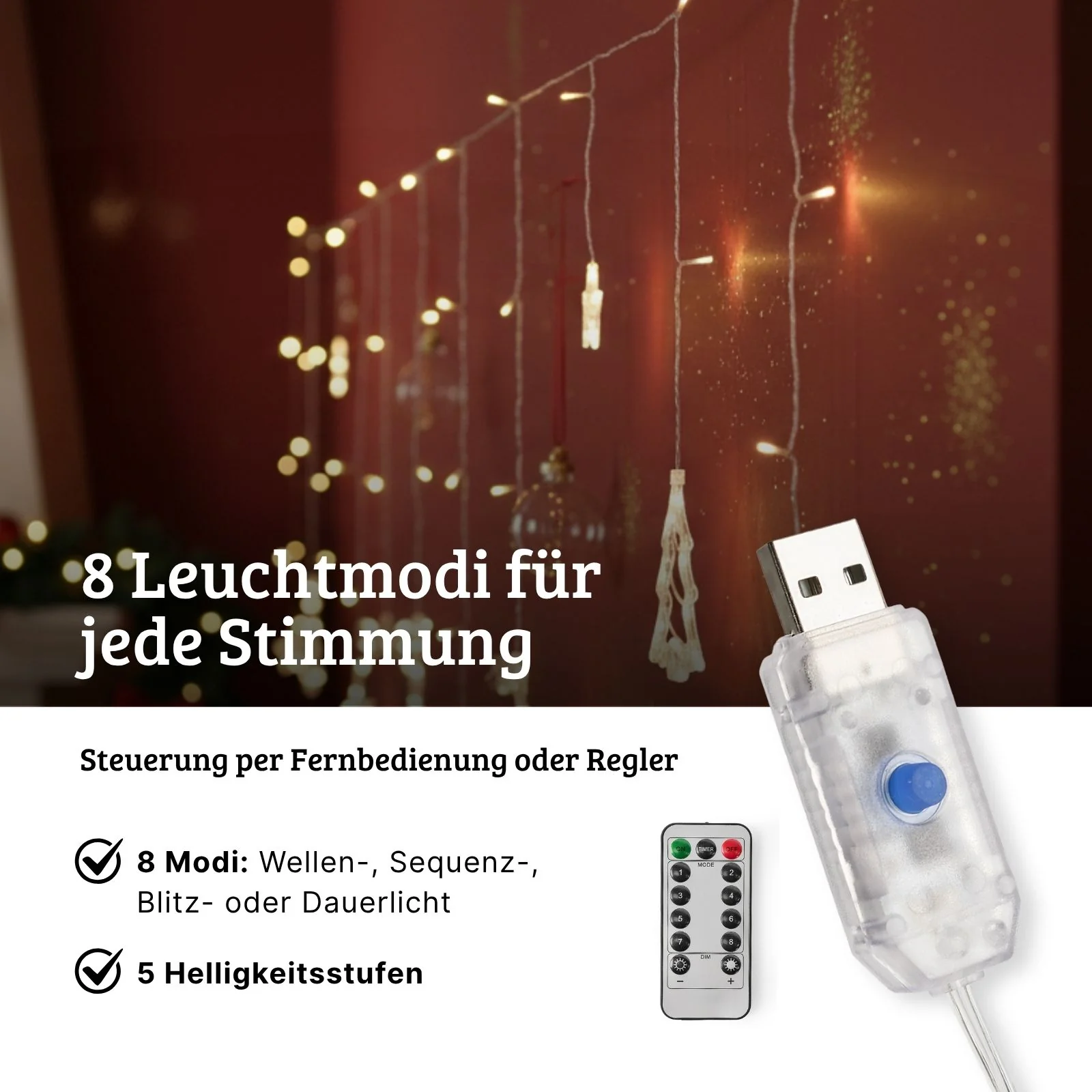 LED Weihnachtslichtervorhang 3.4m  Leuchtkette Weihnachtsvorhanglichter - Image 4