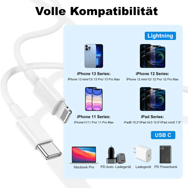 Lightning zu USB-C Kabel 3m Datenkabel mit USB-C-Anschluss für iPhone - Image 5