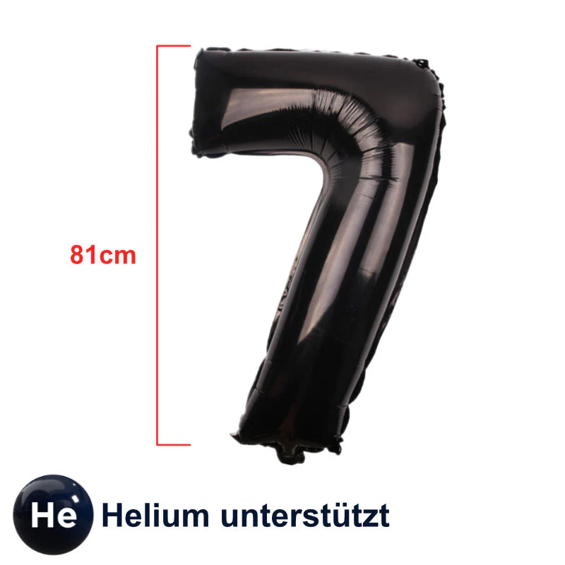 Zahlenballon Zahl 7 Schwarz Folienballon Heliumballon Luftballon 81cm - Image 2