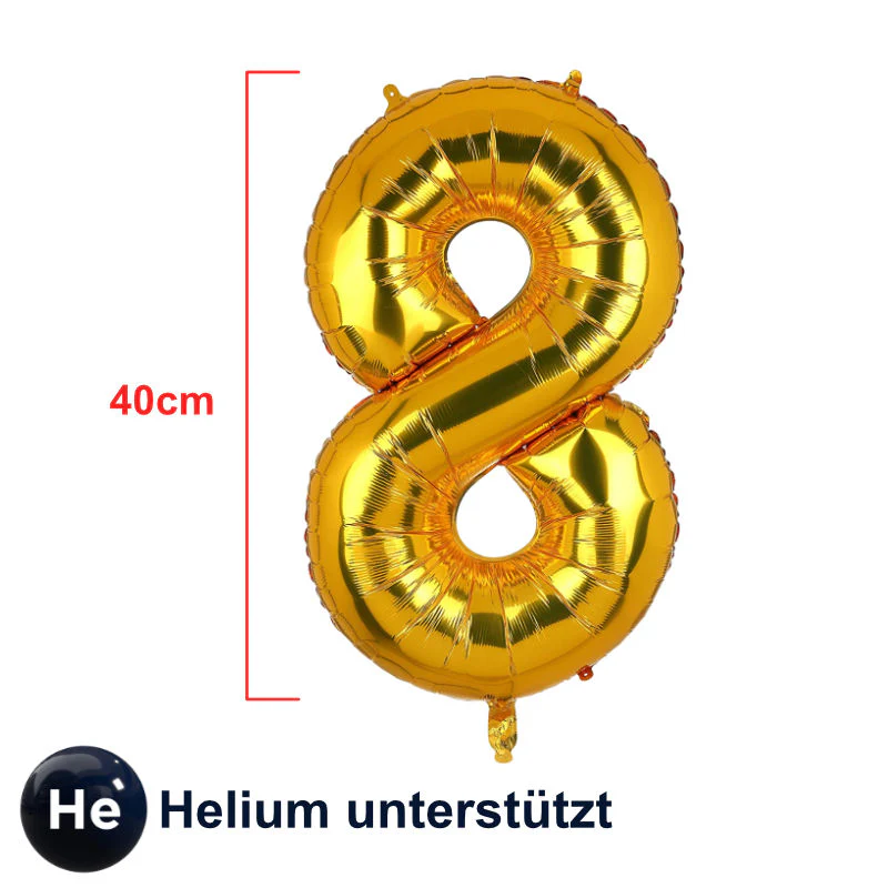 Folienballon Zahl 8 Zahlenballon Geburtstagsparty Ballon Golden 40cm - Image 2