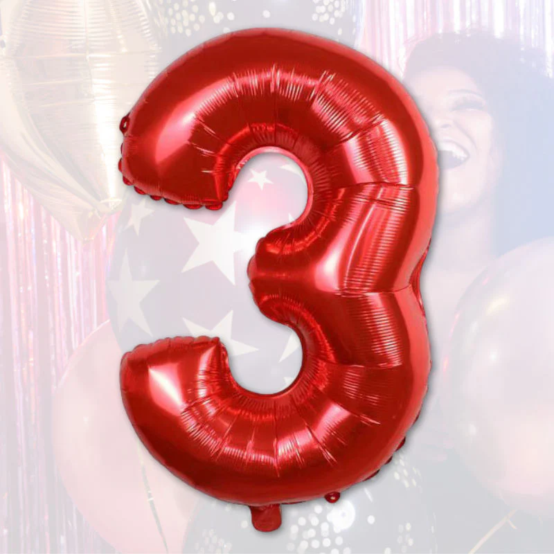 Folienballon Zahl 3 Rot Zahlenballon Geburtstagsparty Ballon 40cm