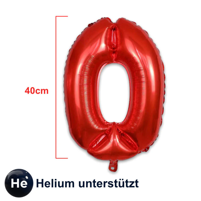 Zahlenballon Zahl 0 Rot Folienballon Geburtstagsparty Ballon 40cm - Image 2