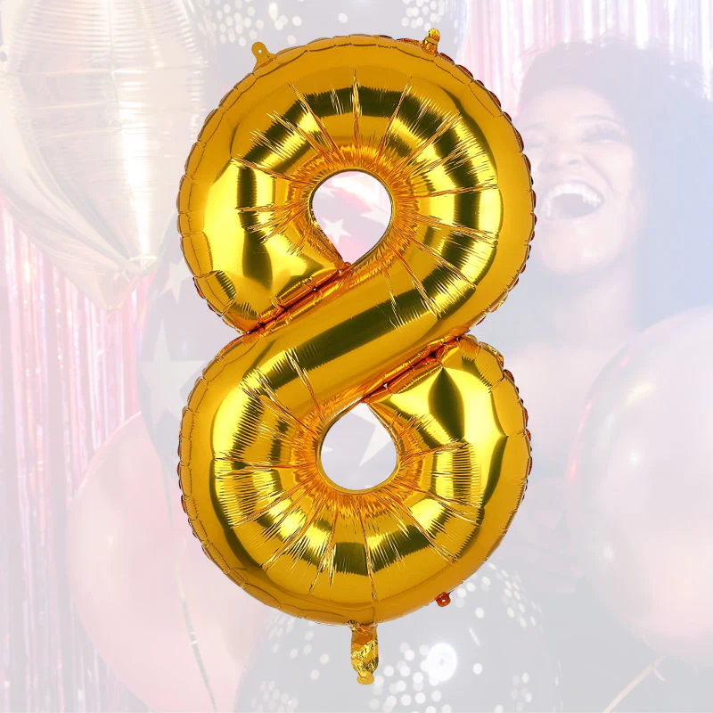 Folienballon Zahl 8 Zahlenballon Geburtstagsparty Ballon Golden 81cm