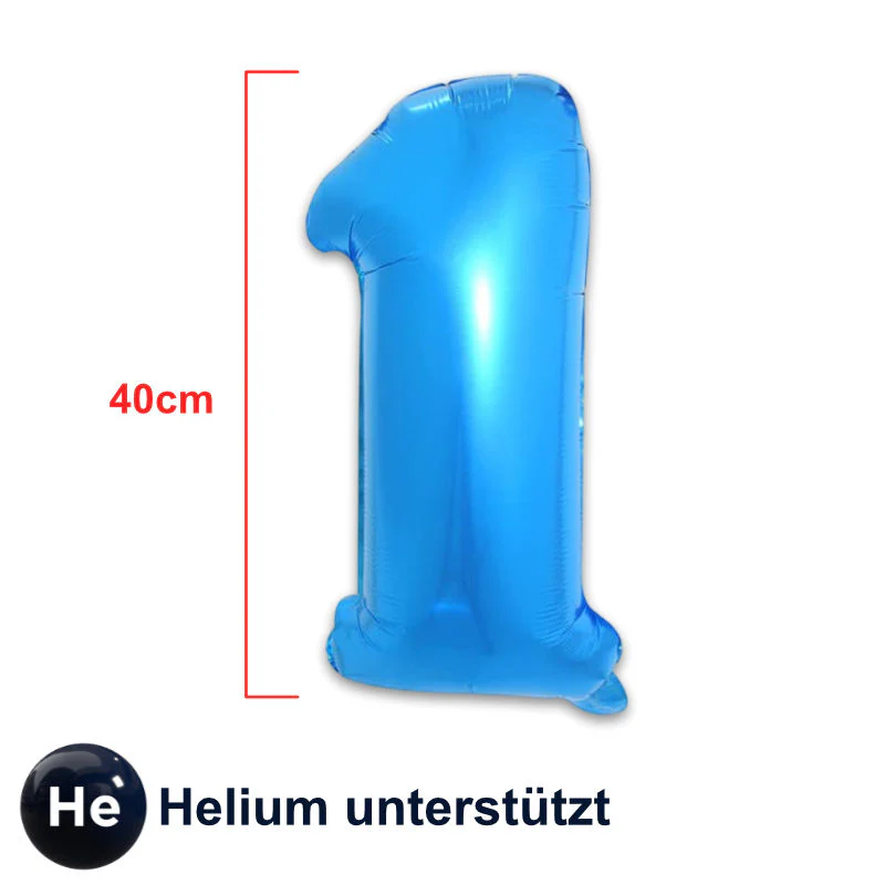 Folienballon Zahl 1 Zahlenballon Geburtstagsparty Ballon Blau 40cm - Image 2