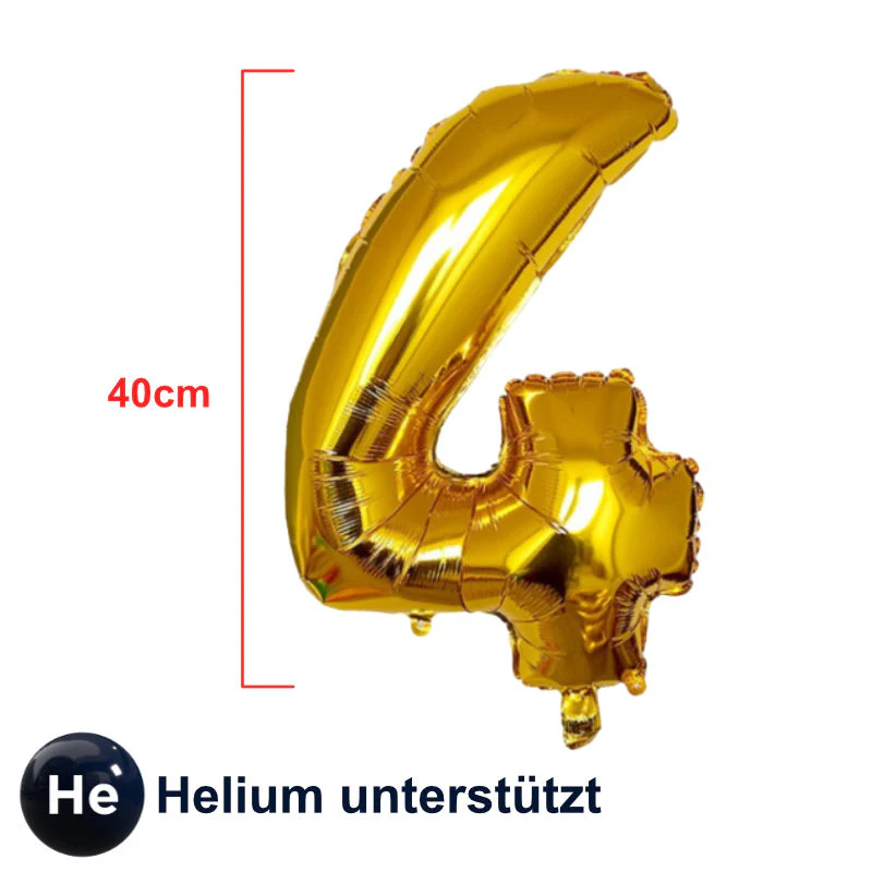 Folienballon Zahl 4 Golden Zahlenballon Geburtstagsparty Ballon 40cm - Image 2