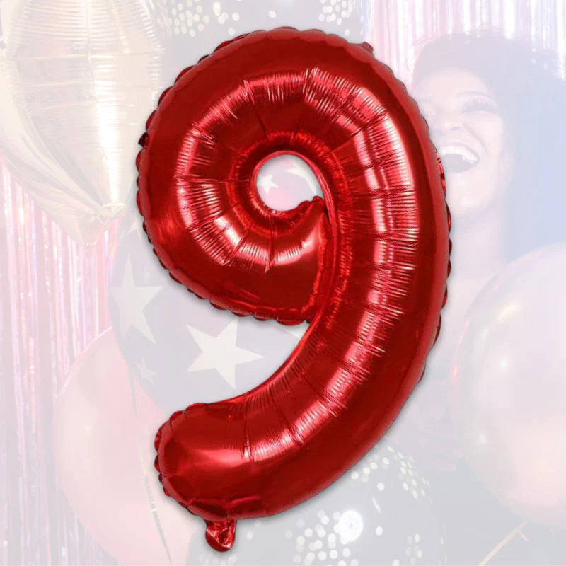 Zahlenballon Zahl 9 Rot Folienballon Luftballon Heliumballon 81cm