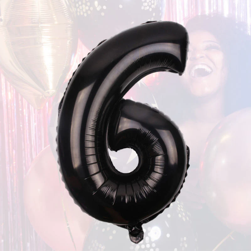 Folienballon Zahl 6 Schwarz Zahlenballon Geburtstagsparty Ballon 81cm