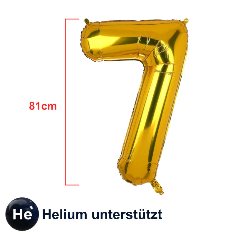 Zahlenballon Zahl 7 Golden Folienballon Geburtstagsparty Ballon 81cm - Image 2