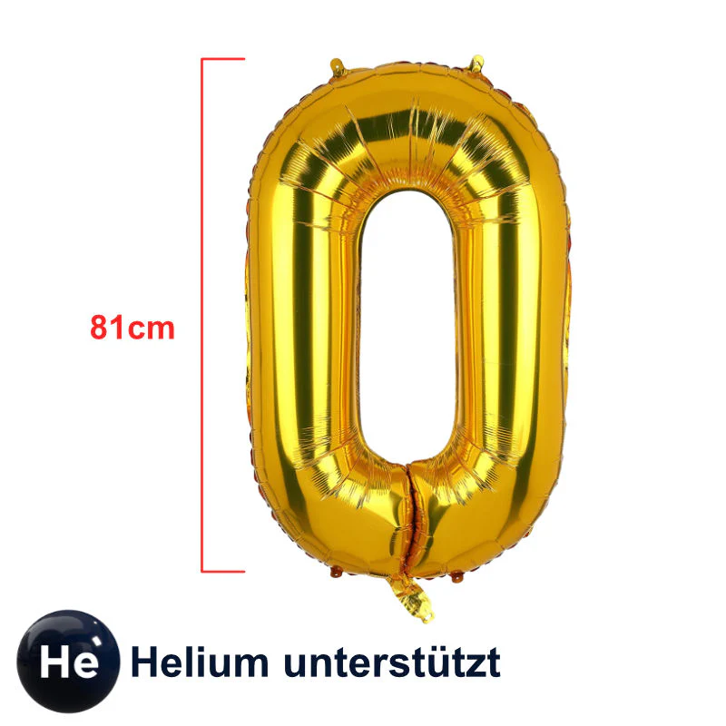 Folienballon Zahl 0 Golden Zahlenballon Geburtstagsparty Ballon 81cm - Image 2