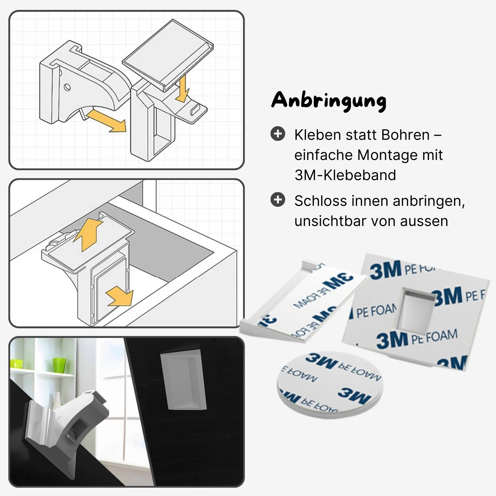 Magnetisches Sicherheitsschloss-Set Schranksicherung Schrankschloss Kindersicherung - Image 4