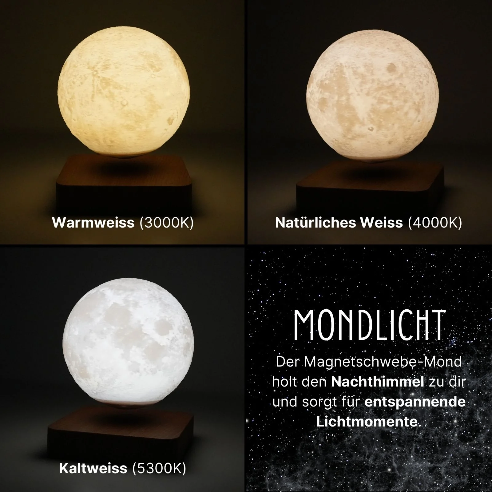 Magnetschwebe-Mond Nachtlicht Nachttischlampe Mondlampe Stimmungslicht - Image 5