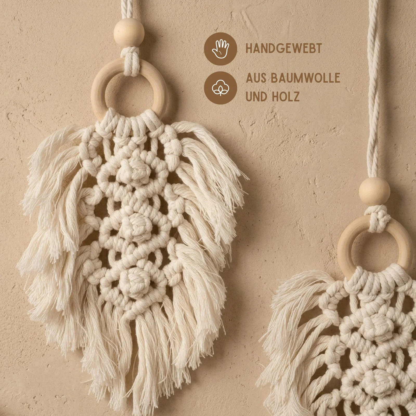 Makramee-Wandbehang Boho-Wanddeko Makramee-Hängedeko Boho-Wandhänger - Image 4