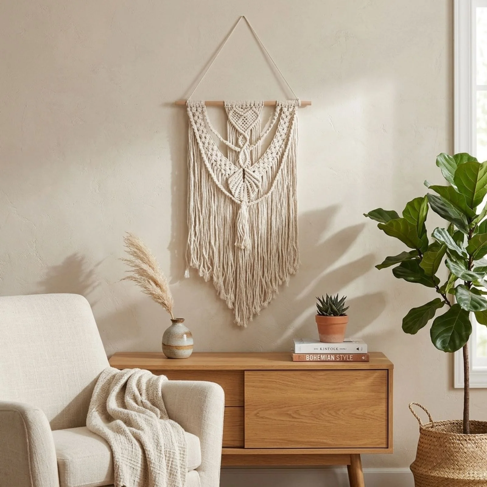 Makramee-Wandbehang Boho-Wandhänger Boho-Wanddeko Makramee-Hängedeko - Image 2