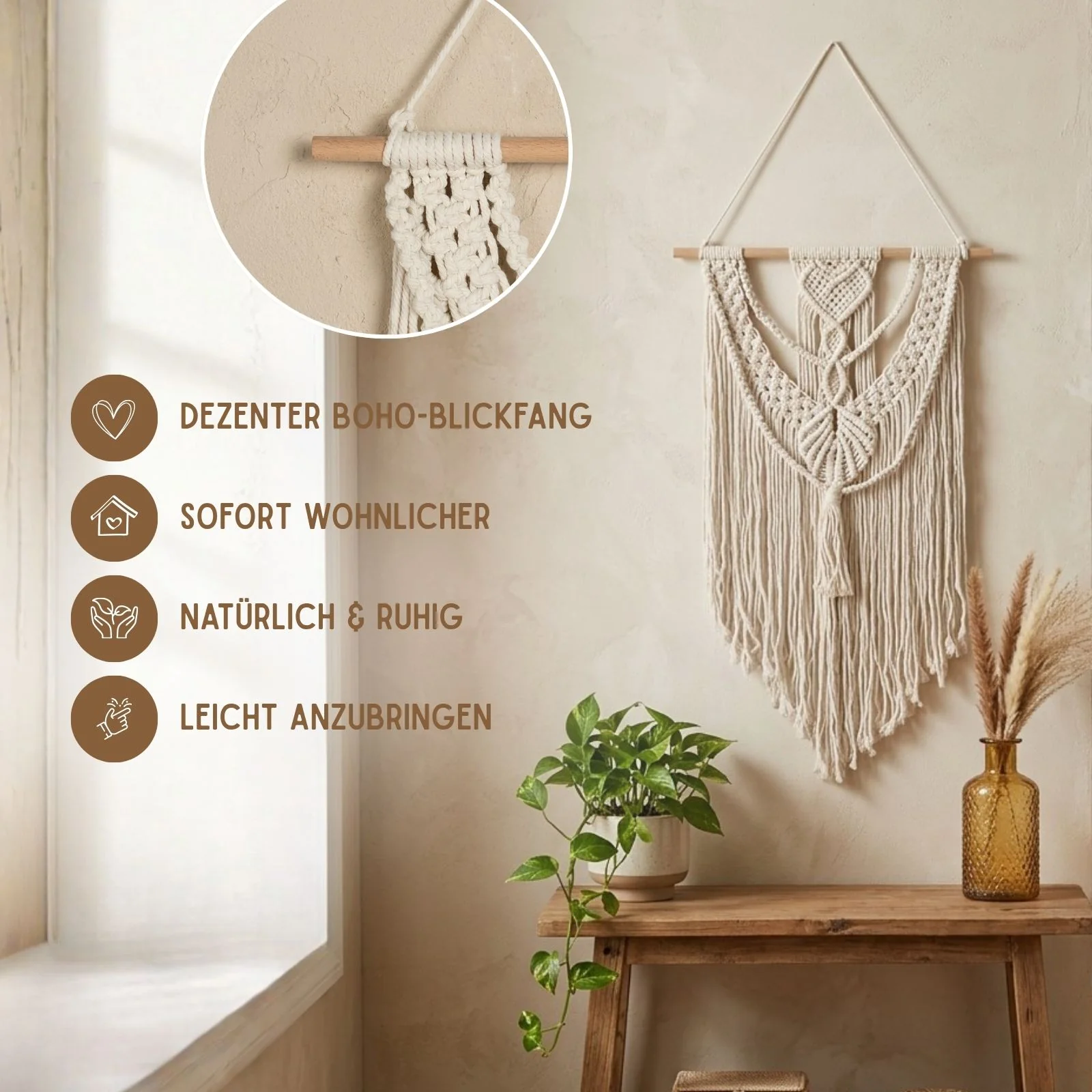 Makramee-Wandbehang Boho-Wandhänger Boho-Wanddeko Makramee-Hängedeko - Image 3
