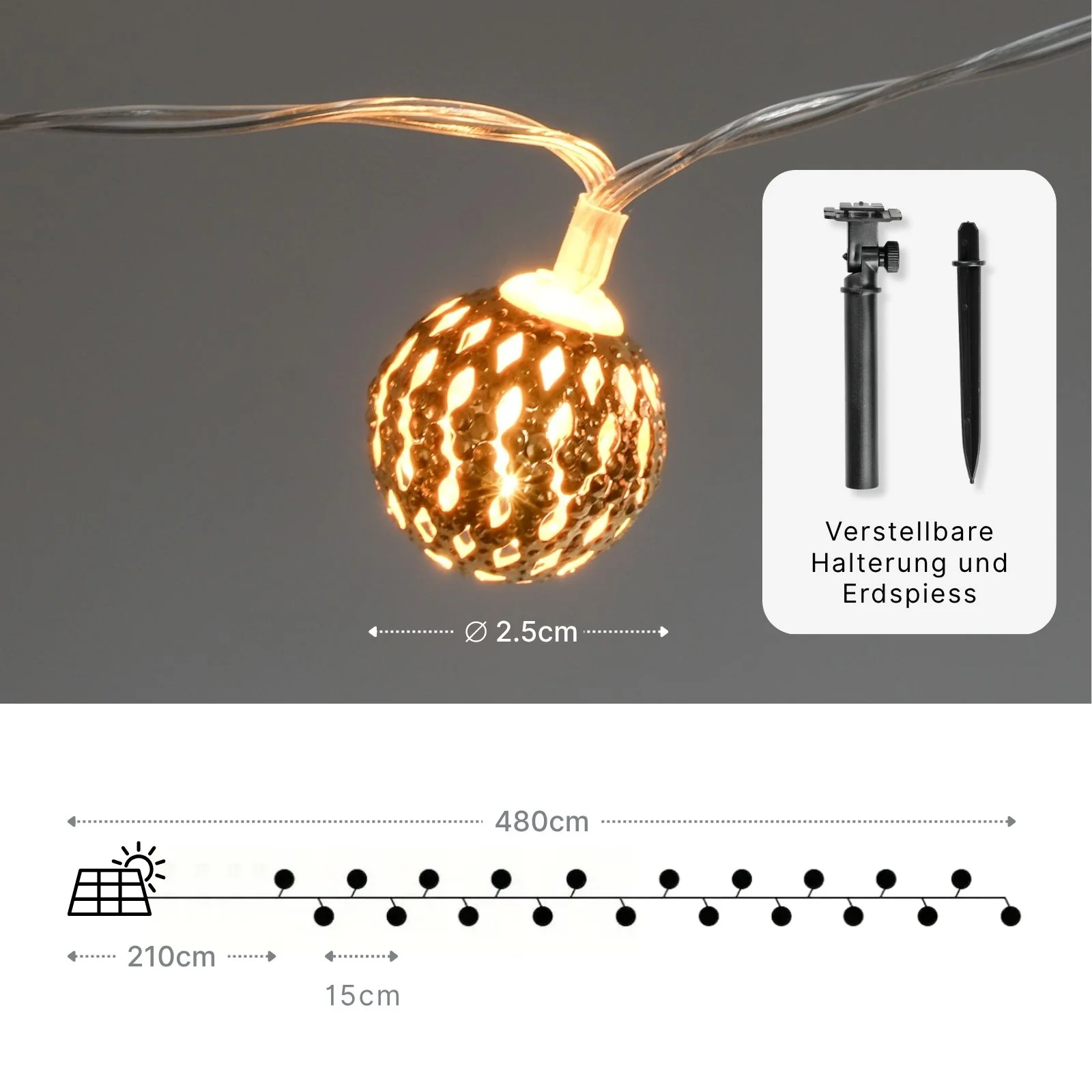 Marokkanische LED Solar-Gartenbeleuchtung 4.8m Outdoor-Dekoleuchte - Image 7