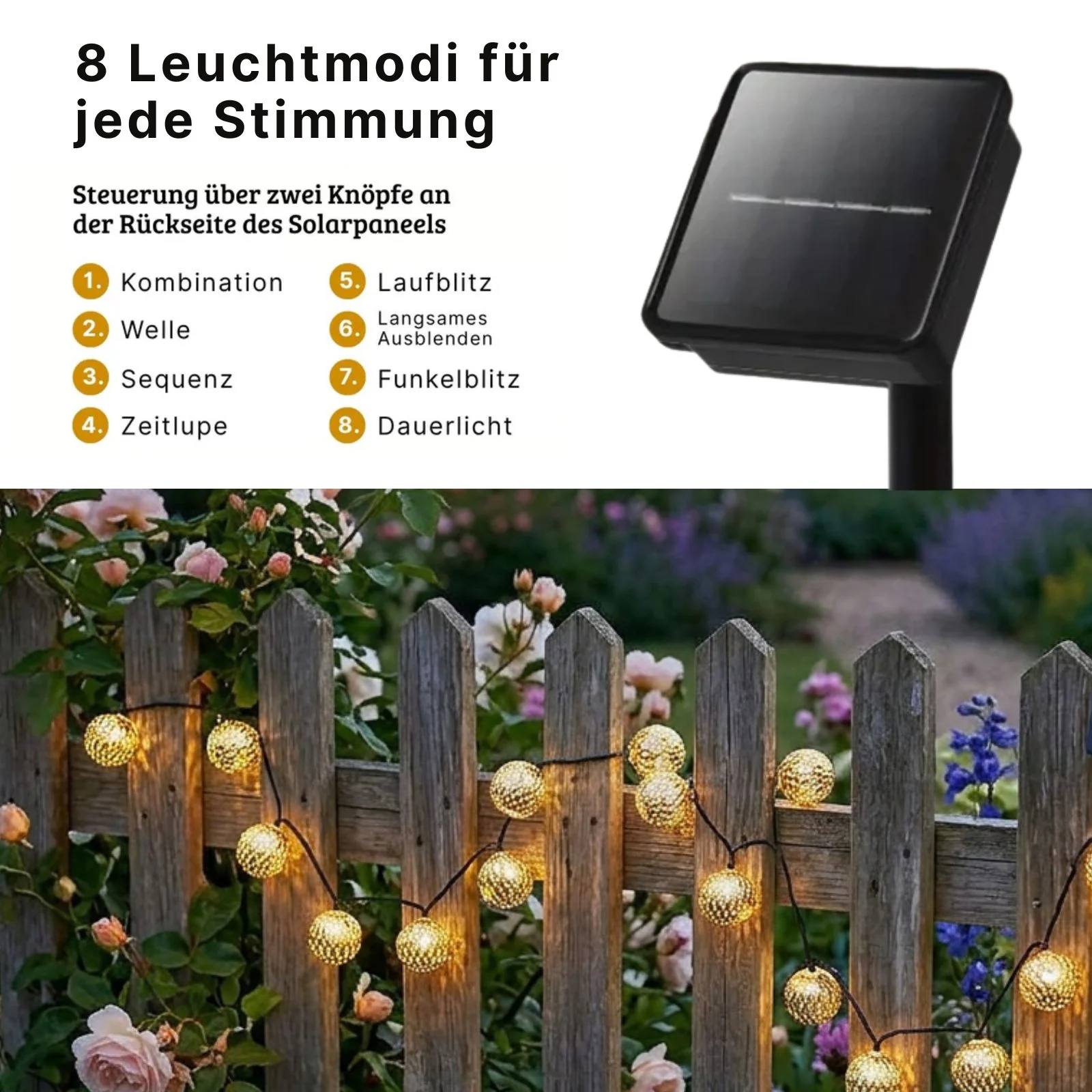Marokkanische LED Solar-Gartenbeleuchtung 9.3m Outdoor-Dekoleuchte - Image 6