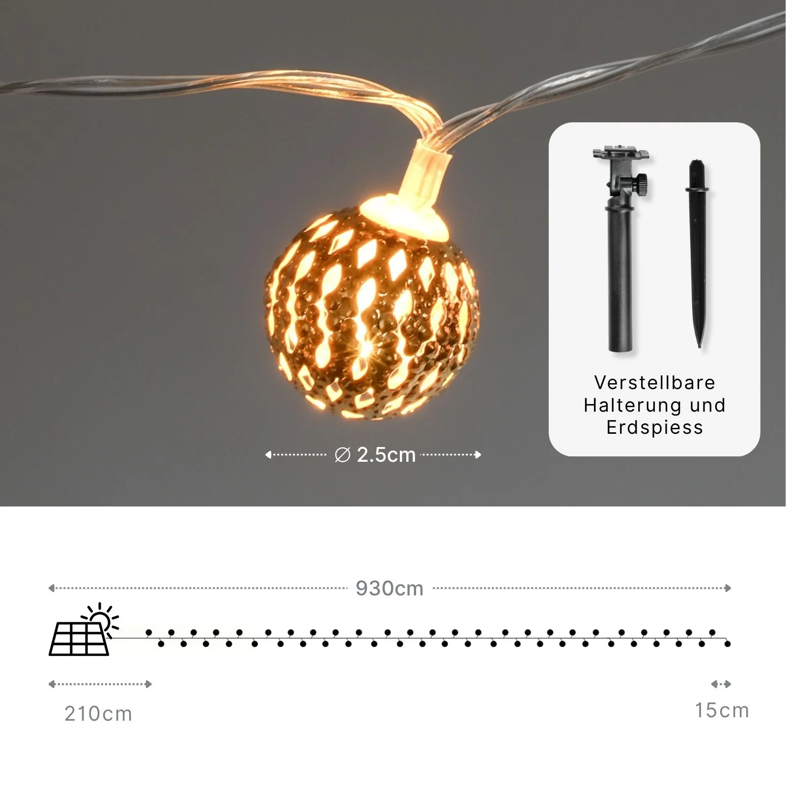 Marokkanische LED Solar-Gartenbeleuchtung 9.3m Outdoor-Dekoleuchte - Image 7