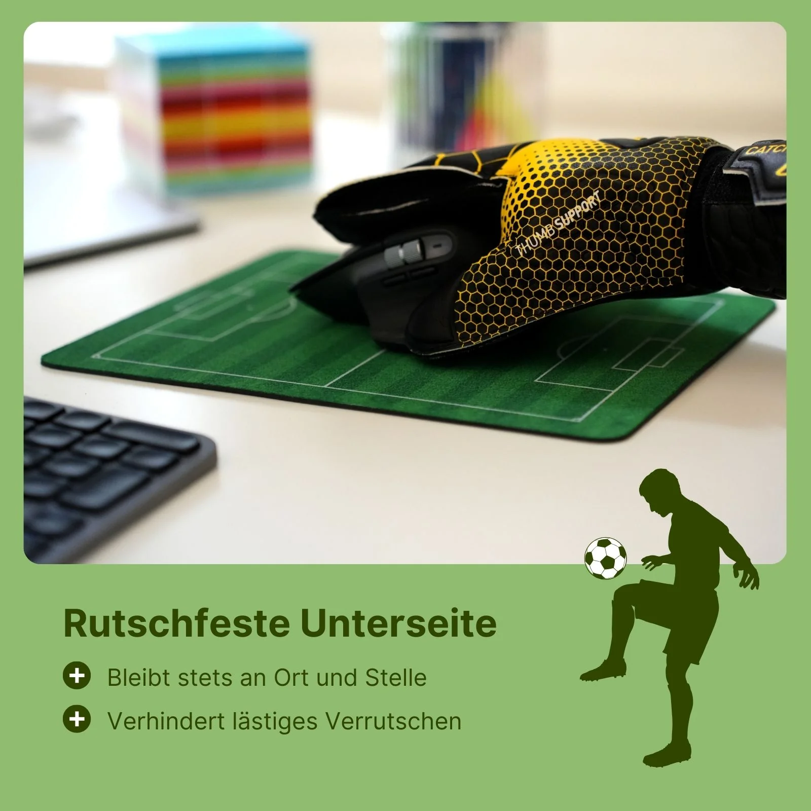 Mausmatte 26cm x 21cm Fussballfeld Mousepad Anti-Rutsch PC Mauspad - Image 2