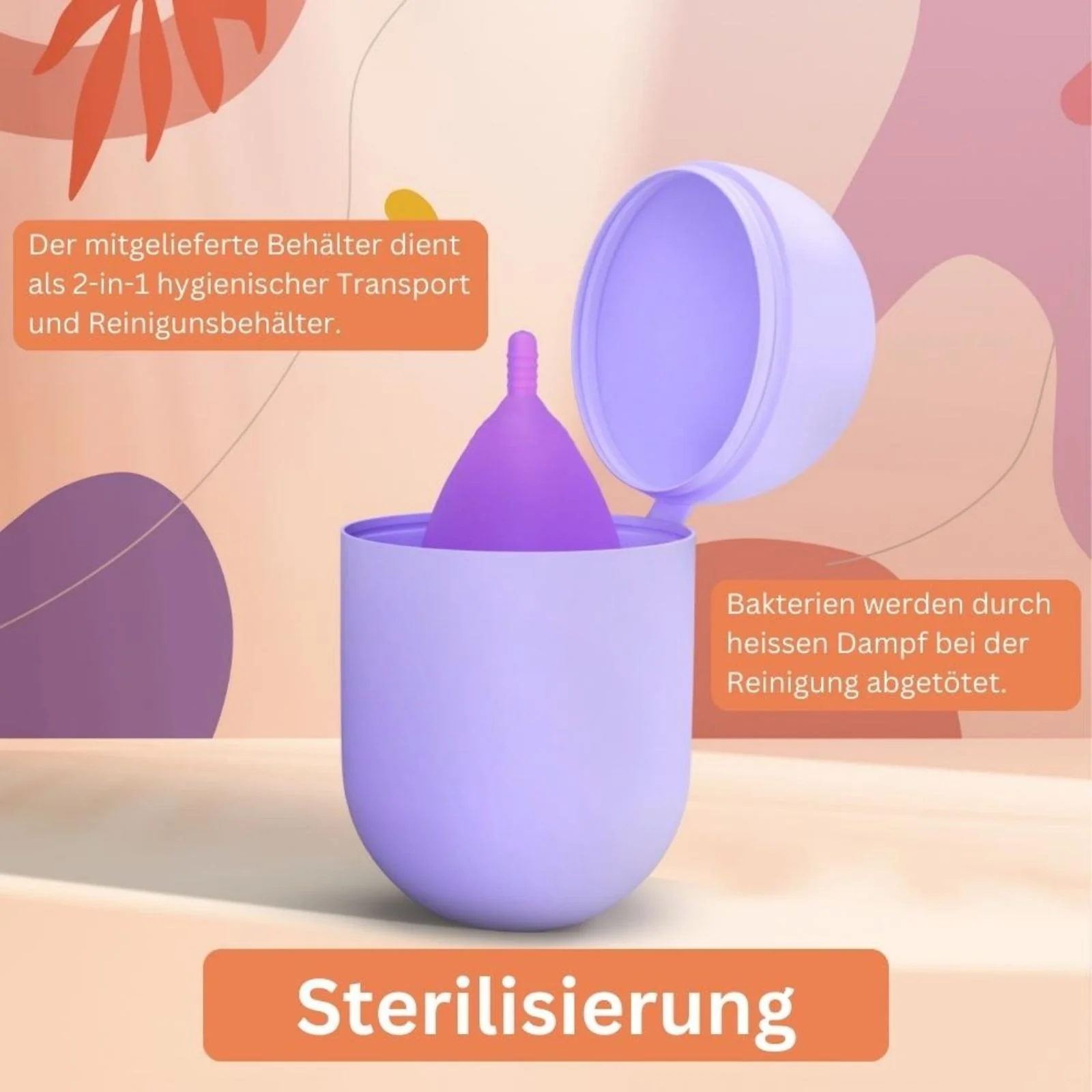 Menstruationstasse + Sterilisator Grösse S Periodenbecher Menstasse - Image 2