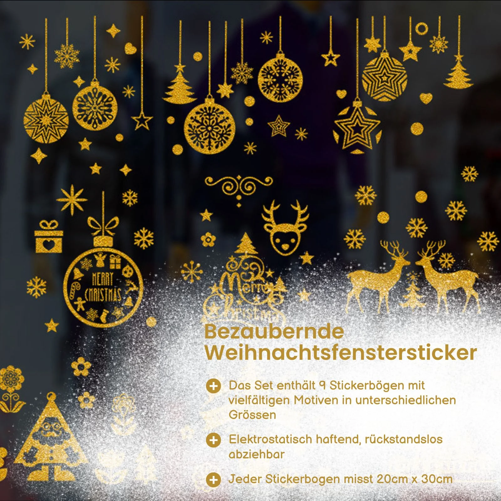 Merry Christmas Weihnachtsaufkleber Happy New Year Fenstersticker DIY Deko - Image 2