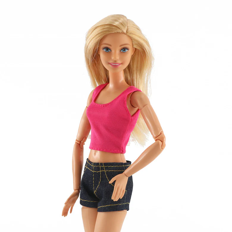 Mode Shorts und Shirt für Barbie Puppen Retro Collection Schwarz Pink - Image 2