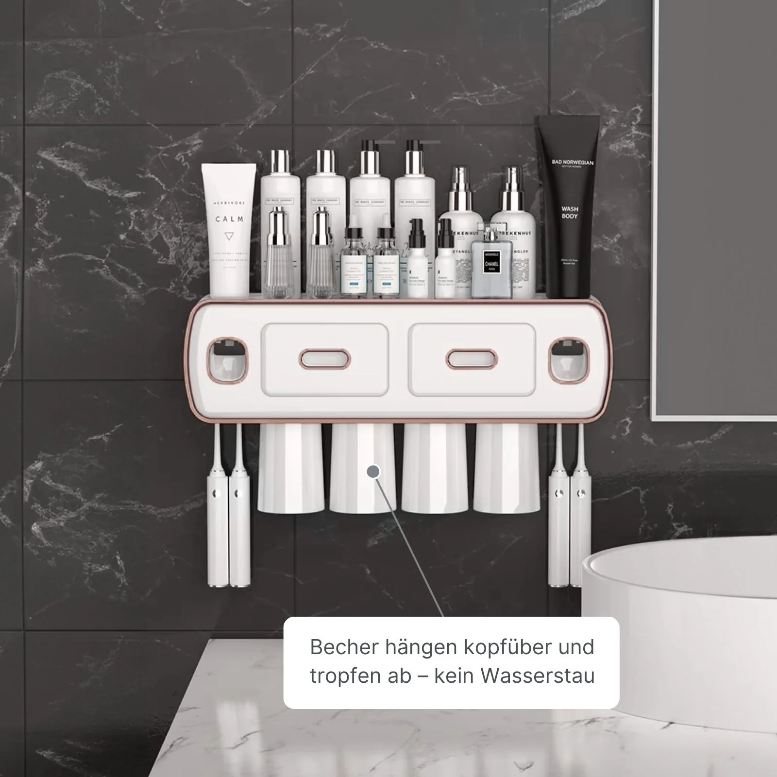 Multifunktionaler Zahnbürstenhalter mit Schublade Zahnpastaspender Set - Image 6