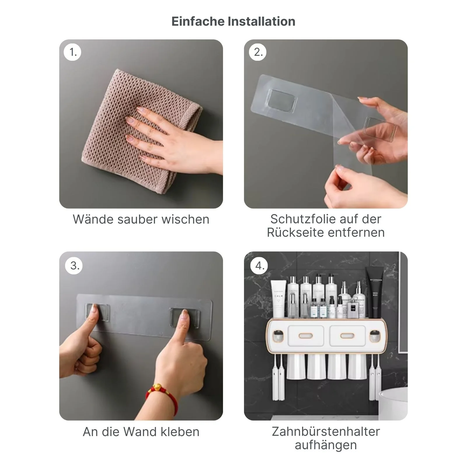 Multifunktionaler Zahnbürstenhalter mit Schublade Zahnpastaspender Set - Image 7