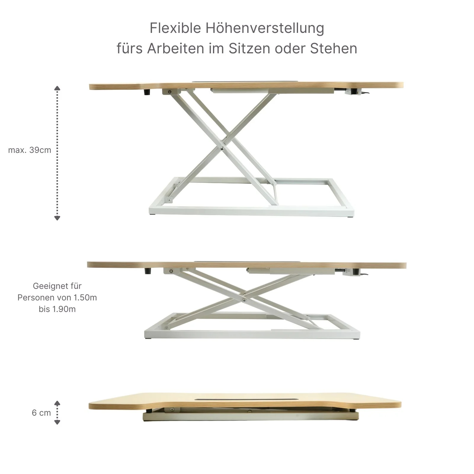 Notebook Schreibtisch pneumatischer Aufsatz Hubtisch Office Desk Bürotisch Arbeitstisch - Image 3