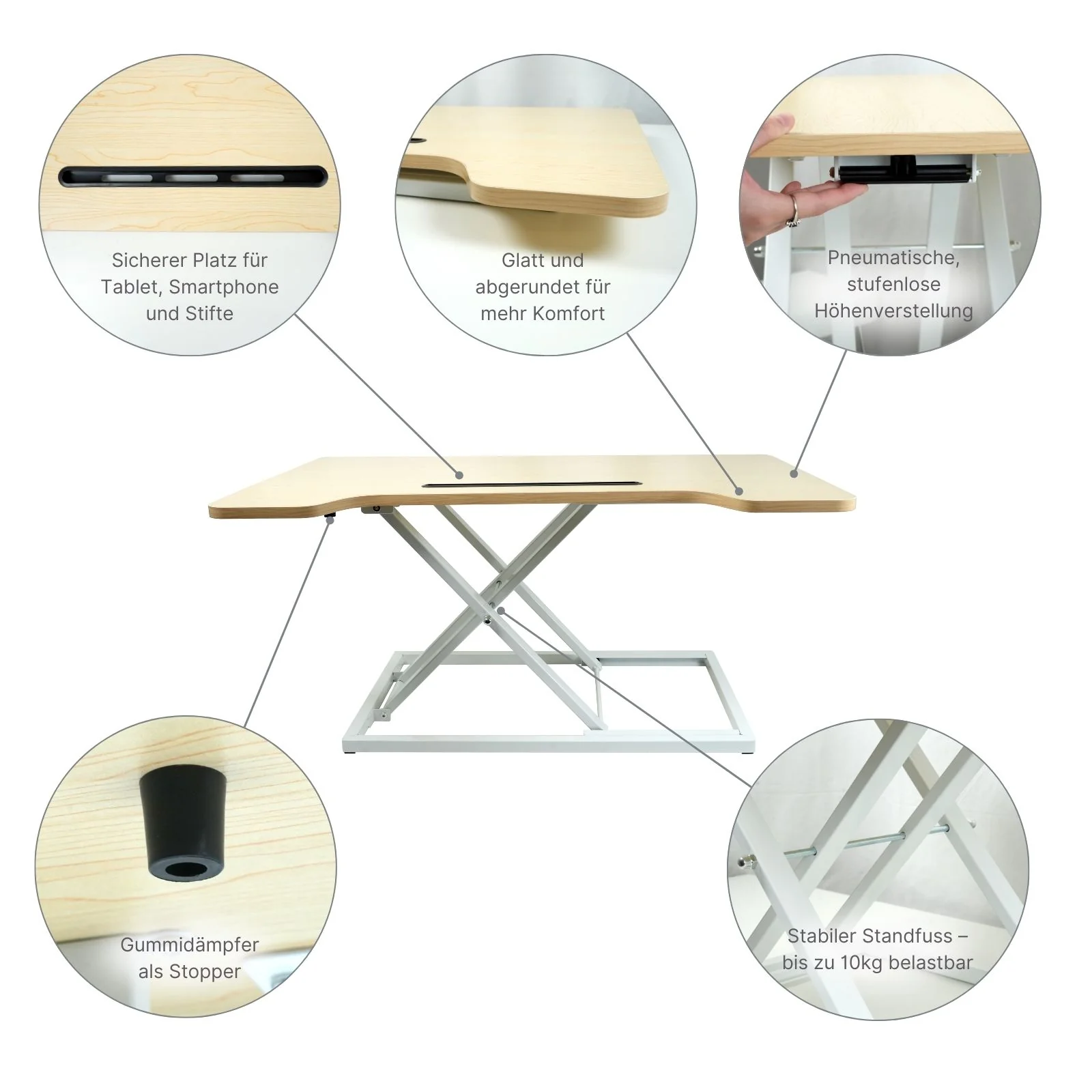 Notebook Schreibtisch pneumatischer Aufsatz Hubtisch Office Desk Bürotisch Arbeitstisch - Image 4