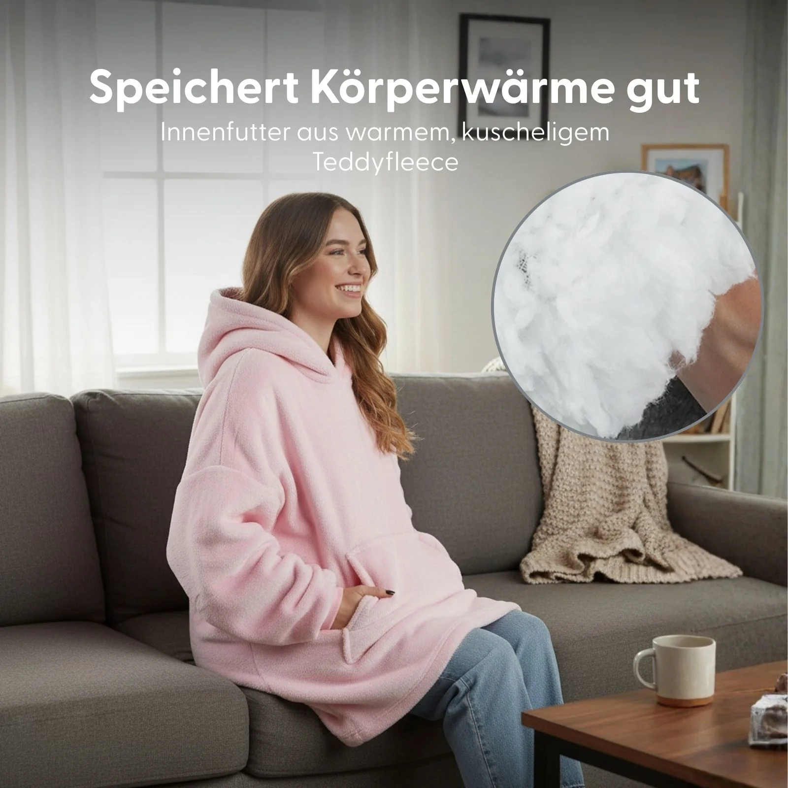 Oversize Hoodie Kuschelhoodie Hoodie-Decke Kuscheldecke mit Ärmeln - Image 3