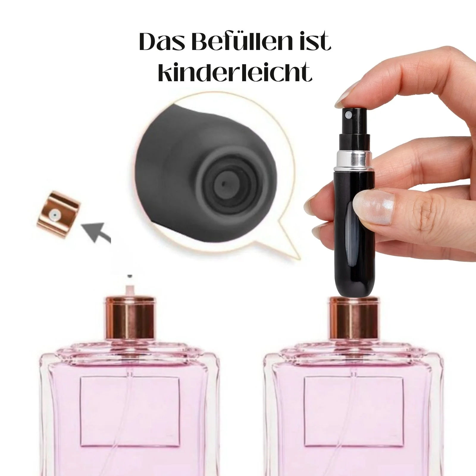 2er-Set Mini-Parfümzerstäuber 5ml Parfum Vaporisateur Silbrig Schwarz - Image 3