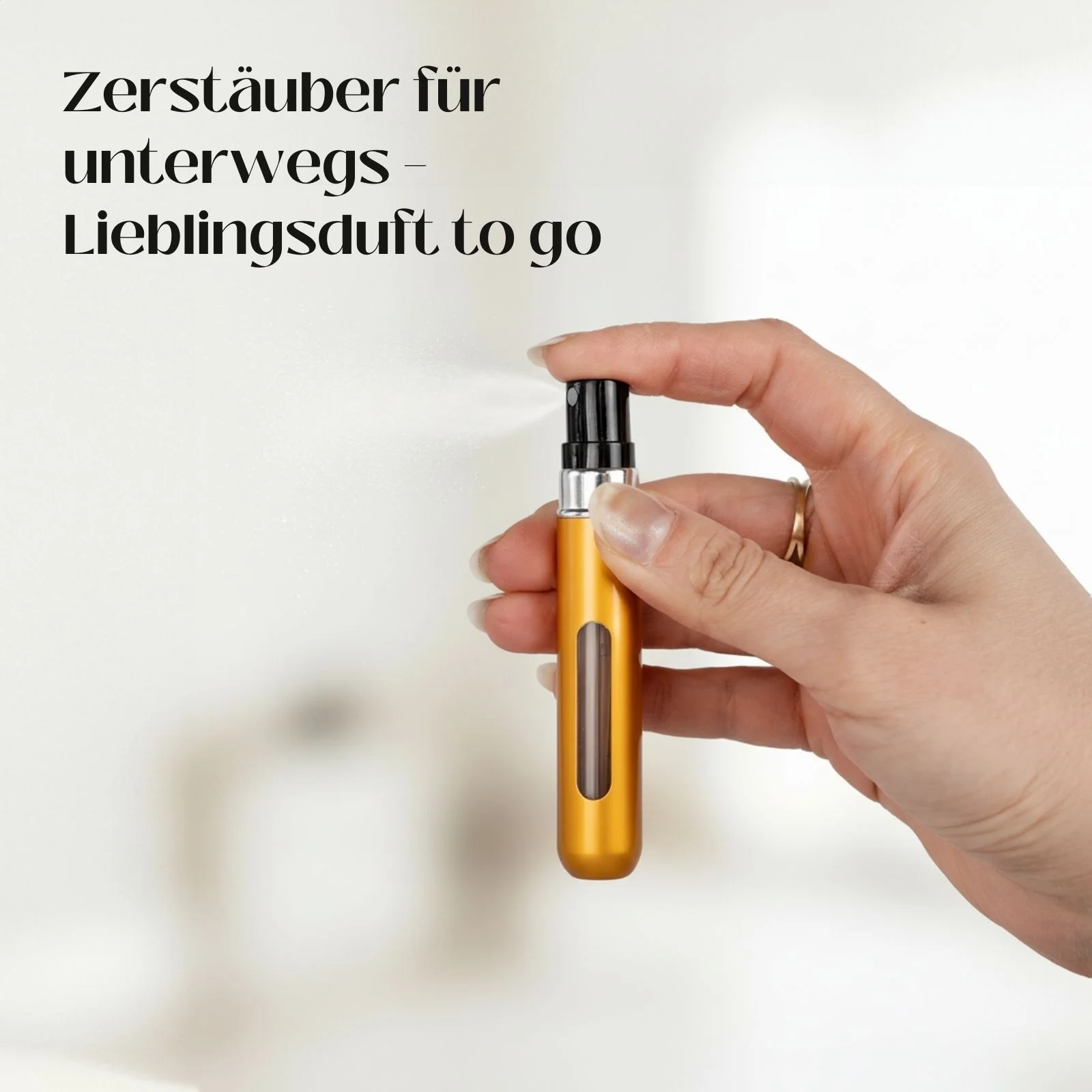 2er-Set Mini-Parfümzerstäuber 8ml Parfum Vaporisateur Goldig Matt-Goldig - Image 2